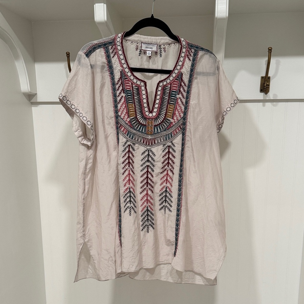 Johnny Was Boho Drape Tunic Top size XL